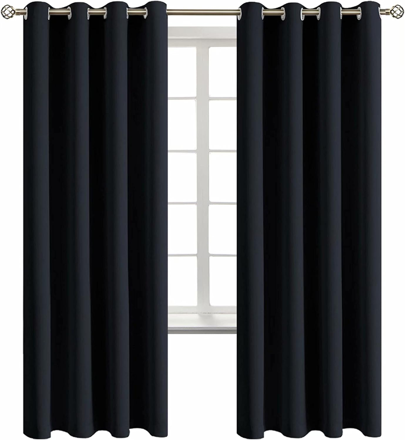 BGment Blackout Curtains for Living Room - Grommet Thermal Insulated Room Darkening Curtains for Bedroom, Set of 2 Panels (52 x 72 Inch, Bl…