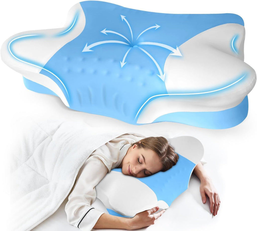 Puzzlandia Cervical Neck Pillows with Memory Foam - Ergonomic Neck Support Pillows for Contour Memory Foam - Adjustable Orthopedic Bed Pill…
