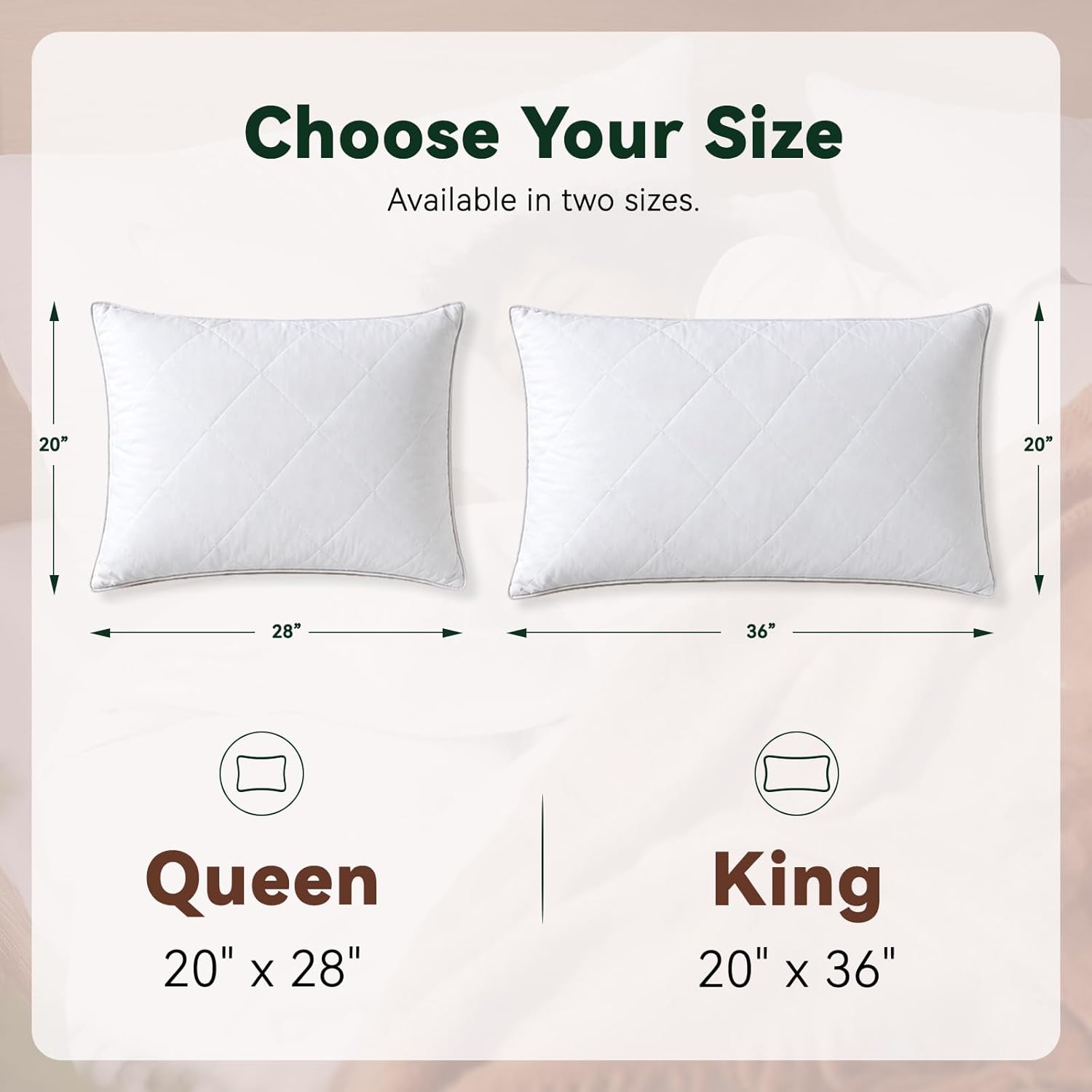 Three Geese White Goose Feather Cotton Pillows Queen Size Set of 2 - Soft 600 Thread Count Organic Cotton Cover, Soft Goose Feather Down…