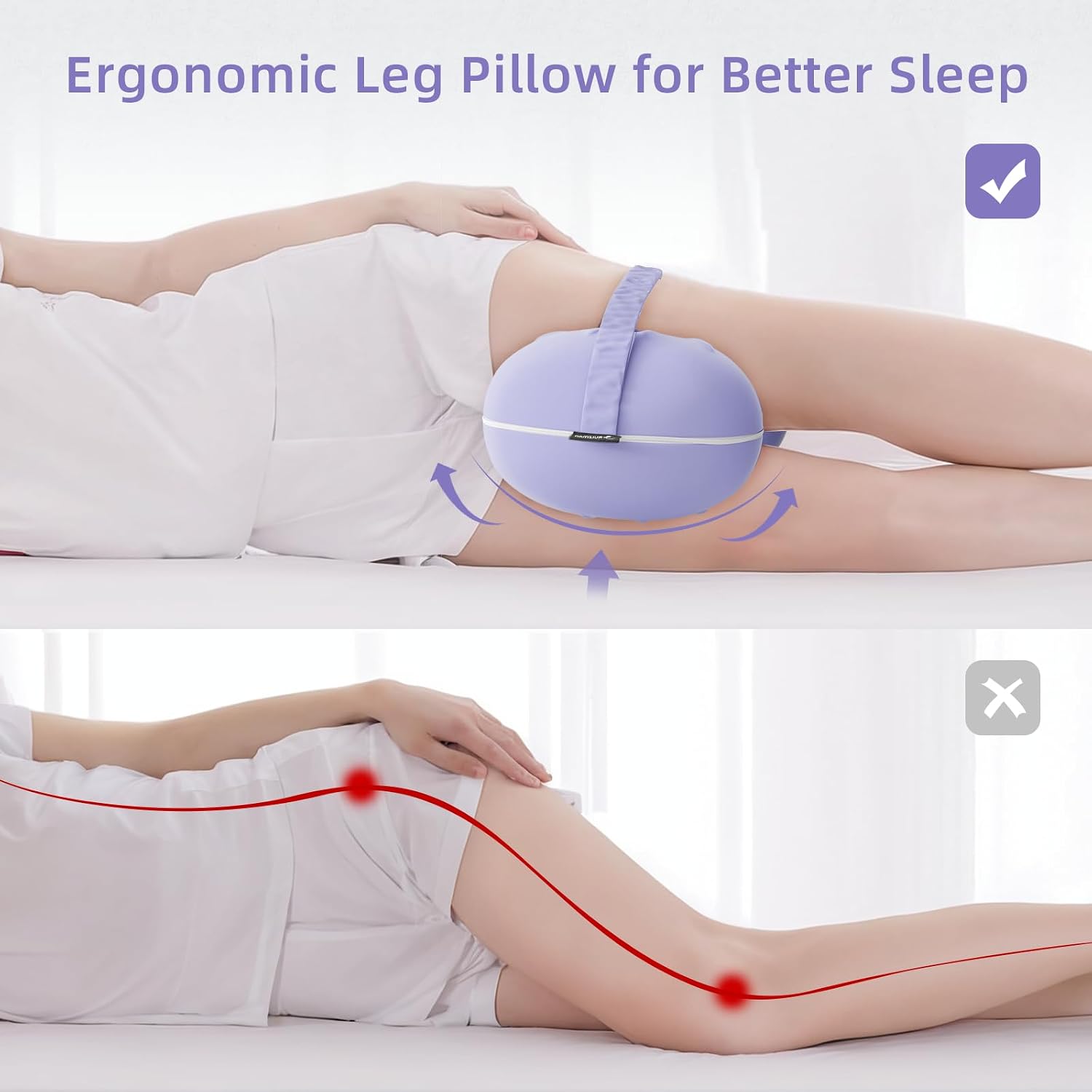 Knee Pillow for Side Sleepers - Cooling Pillow Between Legs for Side Sleeping - Memory Foam Knee Pillow with Strap for Hip Pain & Spine…