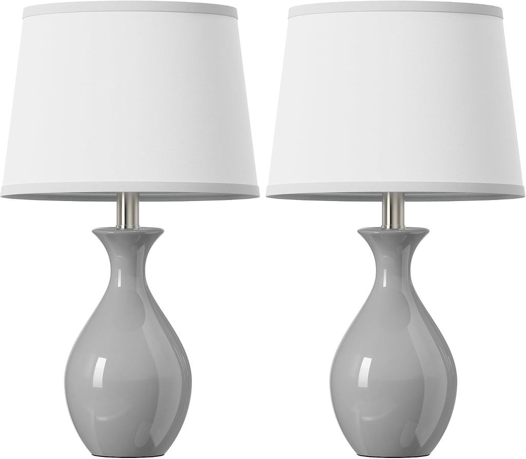 PARTPHONER Table Lamp Set of 2, Modern Ceramic Bedside Lamps for Night Stands, Classic Small Lamp Nightstand Lamp for Bedroom Living Room…