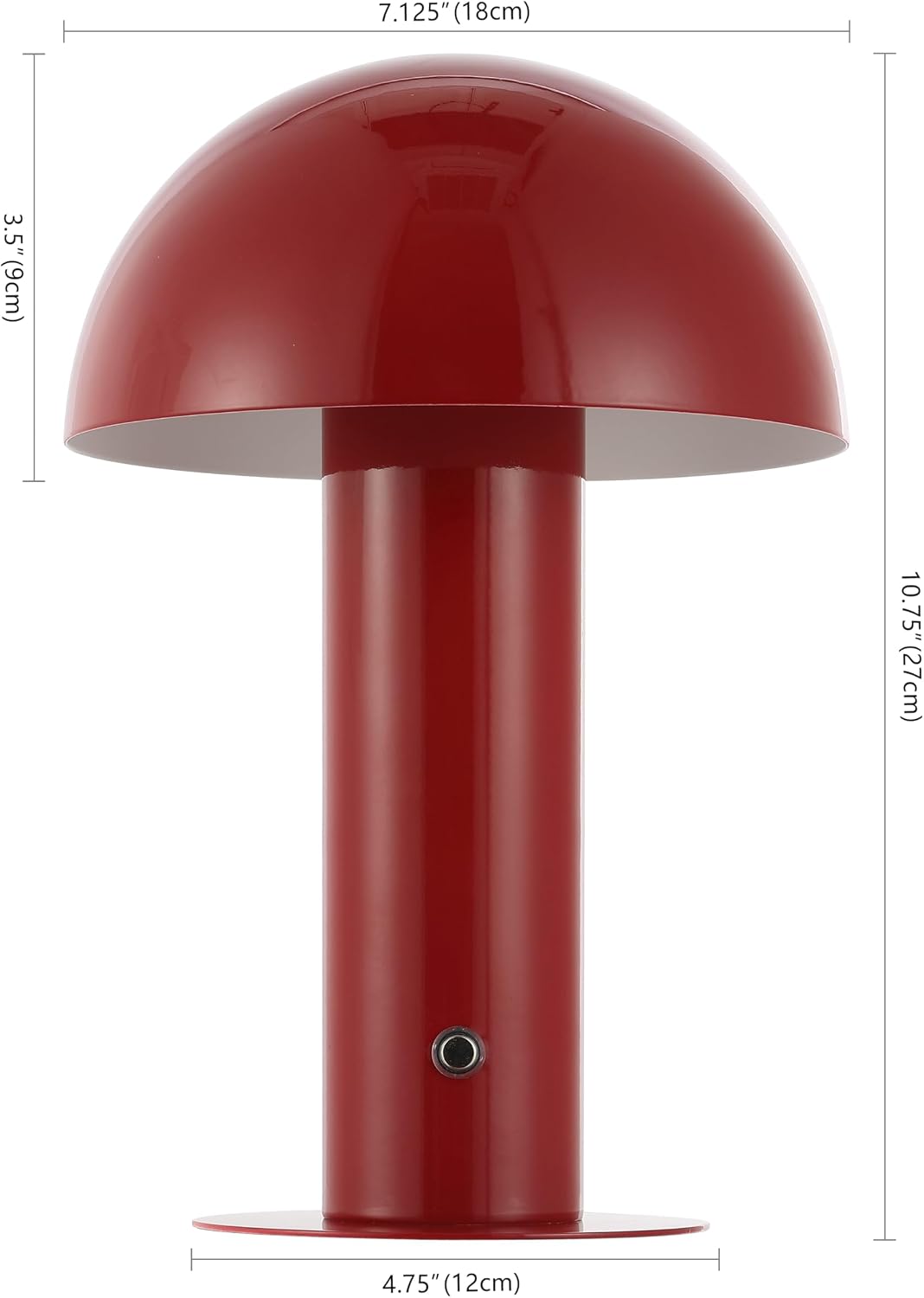 JONATHAN Y 10.75" Red Rechargeable LED Mushroom Table Lamp, Cordless Portable Bedside Lamp for Living Room Bedroom, 3-Way Dimmable Modern…