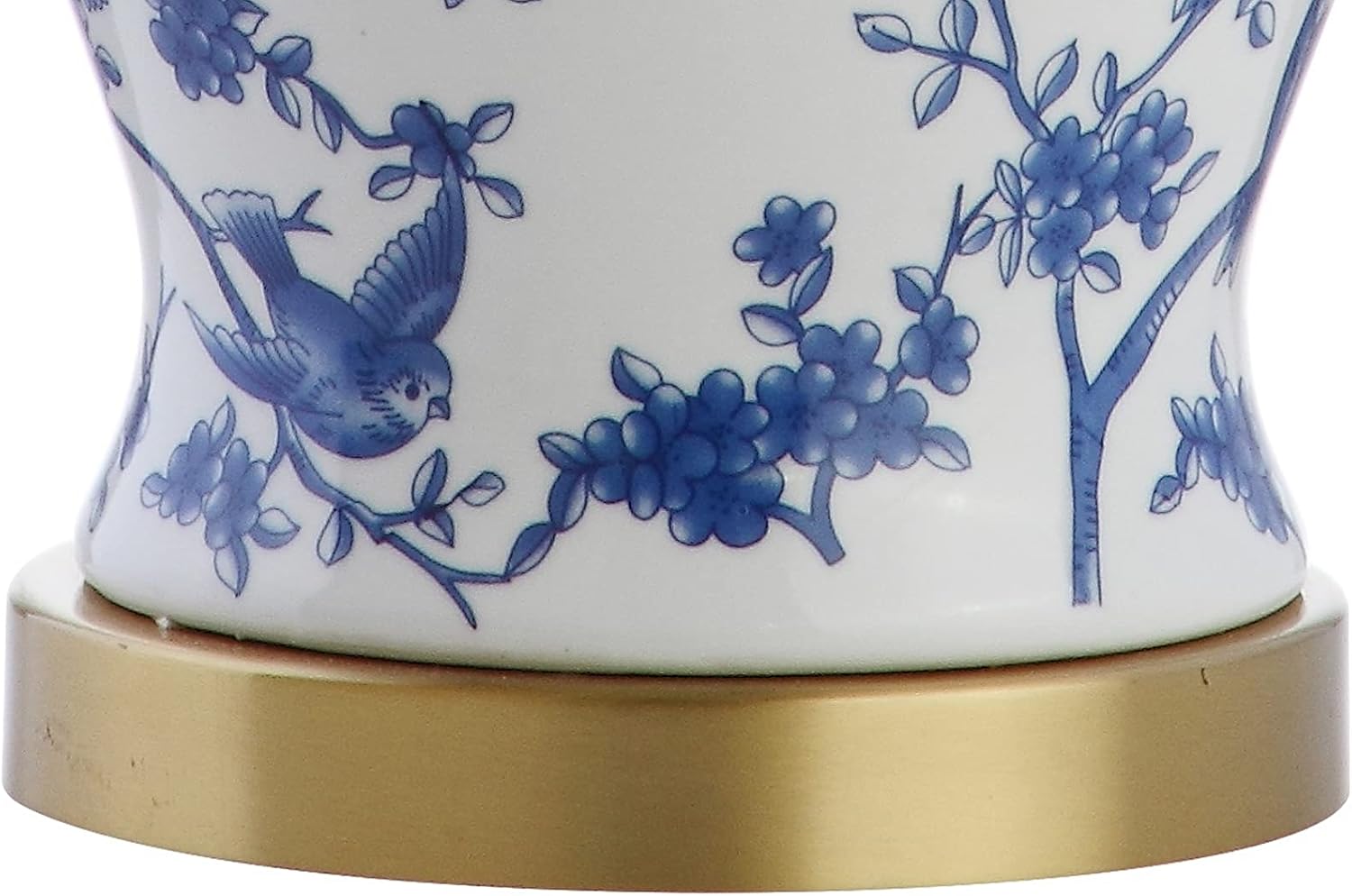 JONATHAN Y 22" Blue/White Ceramic Table Lamp, French Country Chinoiserie Ginger Jar LED Bedside Lamp for Living Room Bedroom, White Linen…
