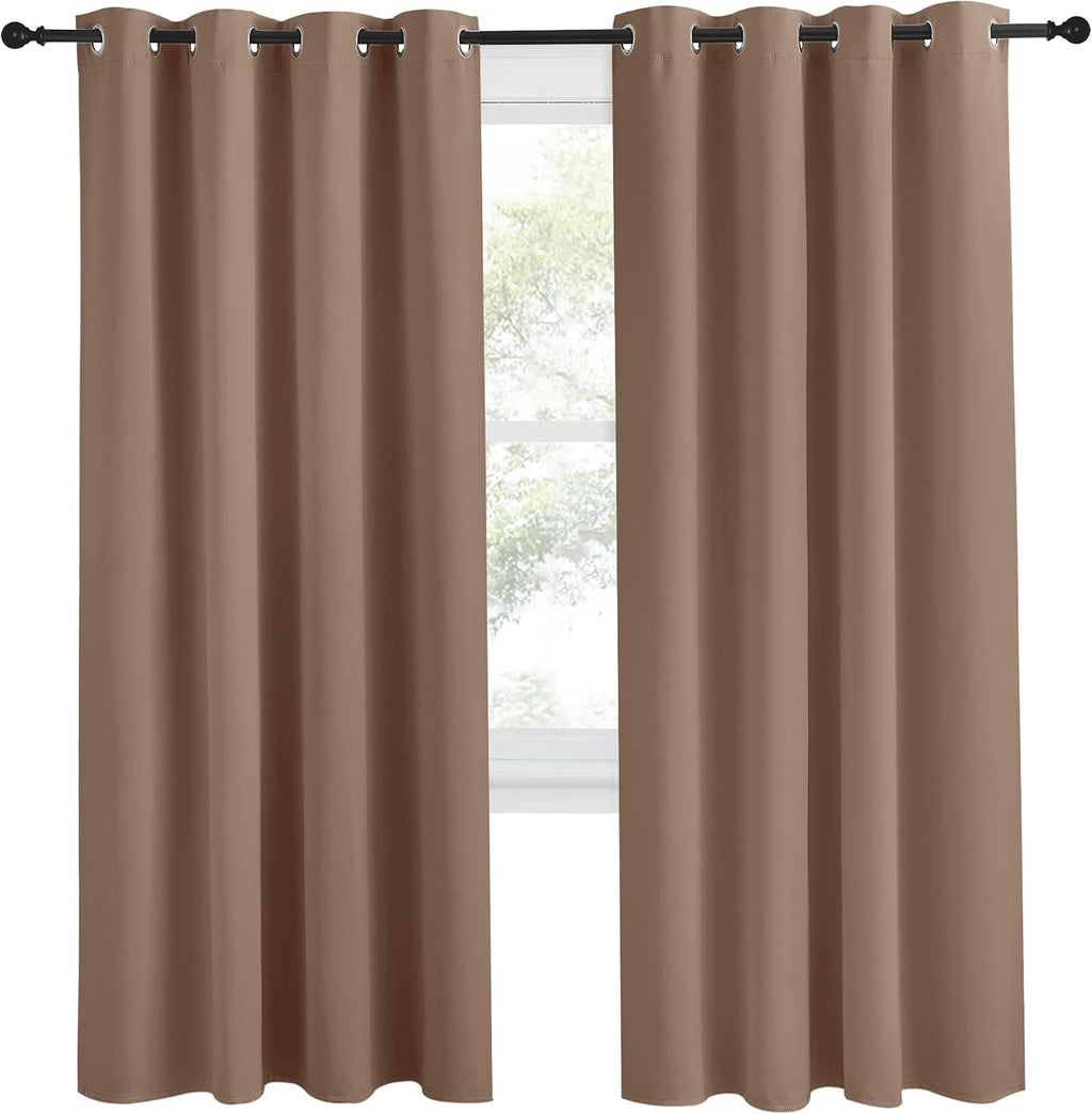 NICETOWN Grommet Top Blackout Curtain Panel, 55 inches Wide by 78 inches Long, 1 Piece, Cappuccino Color, Thermal Insulated Room…