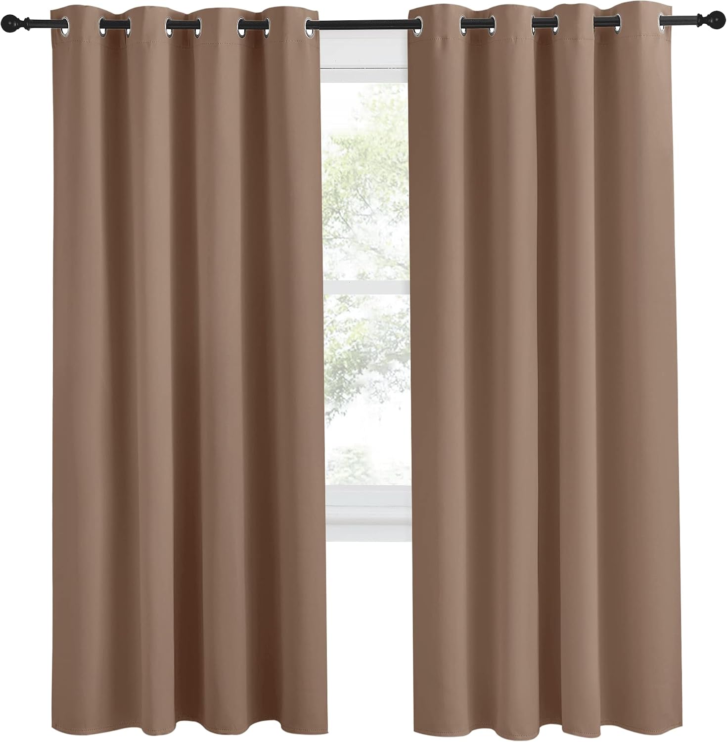 NICETOWN Grommet Top Blackout Curtain Panel, 55 inches Wide by 78 inches Long, 1 Piece, Cappuccino Color, Thermal Insulated Room…