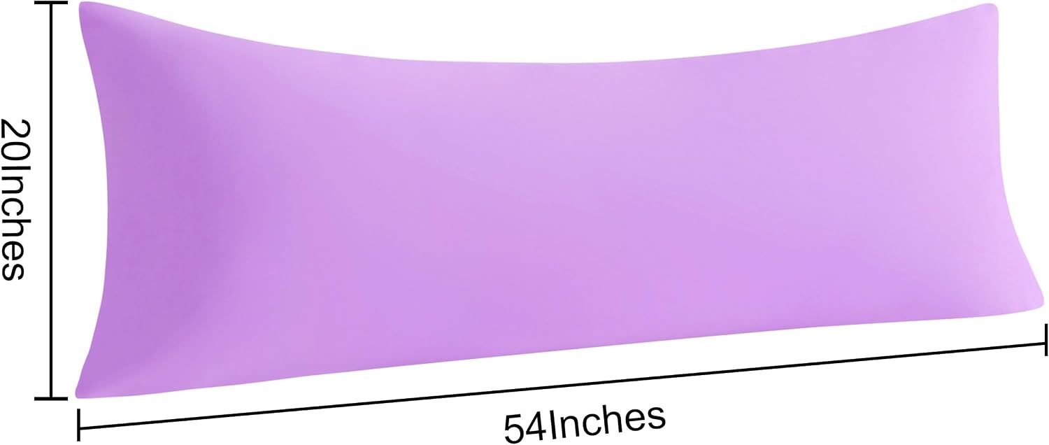 Ntbay Body Pillow Cases Set, 2 Pack Brushed Microfiber 20x54 Inches, Soft, Wrinkle, Fade, Stain Resistant Light Purple Pillow Cases with En…