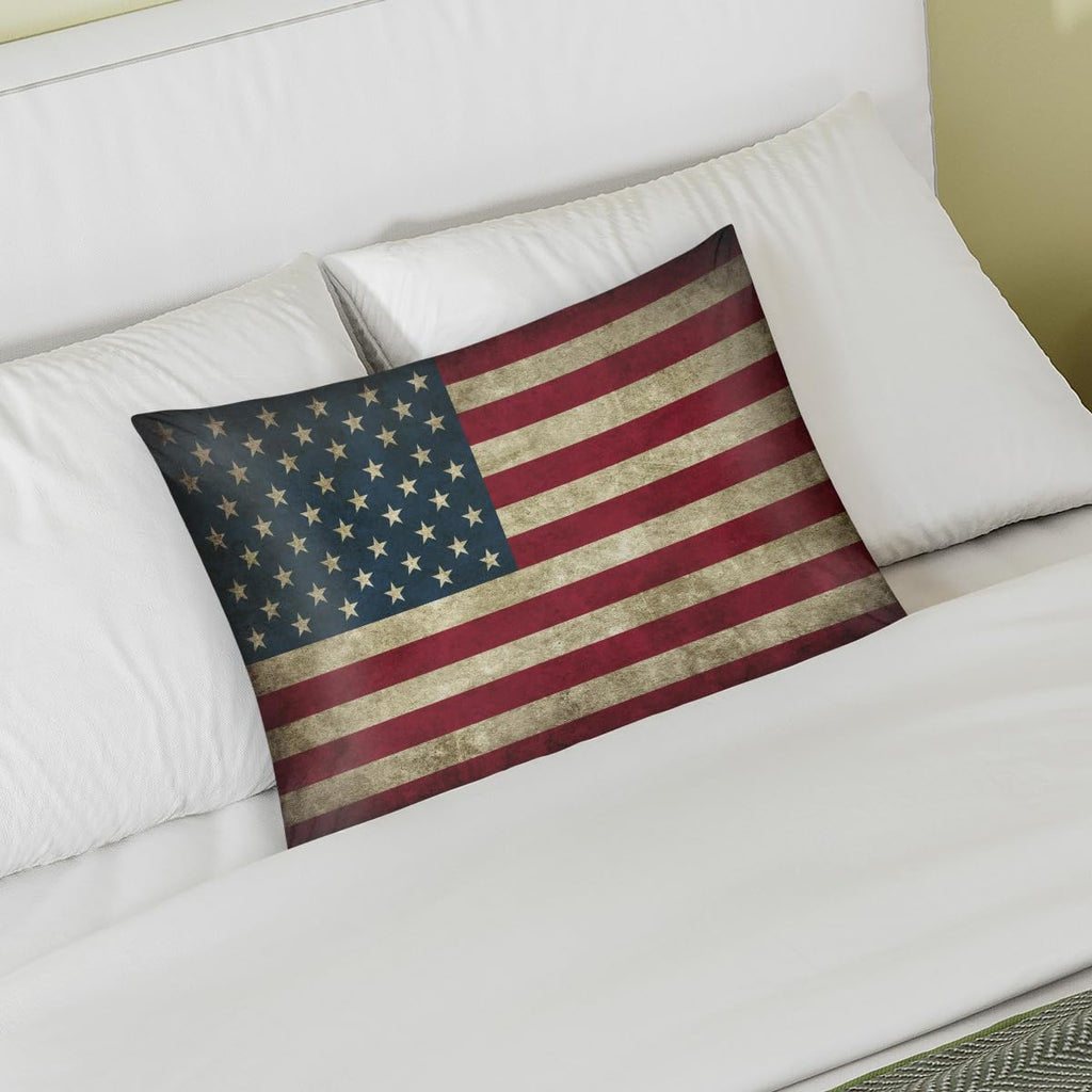 American Flag Retro Satin Silk Pillowcase for Hair and Skin Pillow Cases Standard Size Soft Silk Pillow Case with Envelope Closure Print…