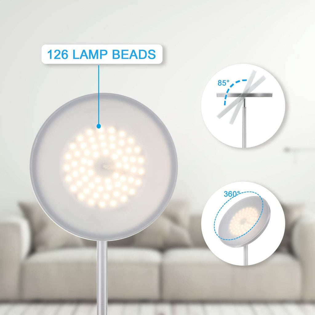 JOOFO Floor Lamp,30W/2400LM Sky LED Modern Torchiere 3 Color Temperatures Super Bright Floor Lamps-Tall Standing Pole Light with Remote &…