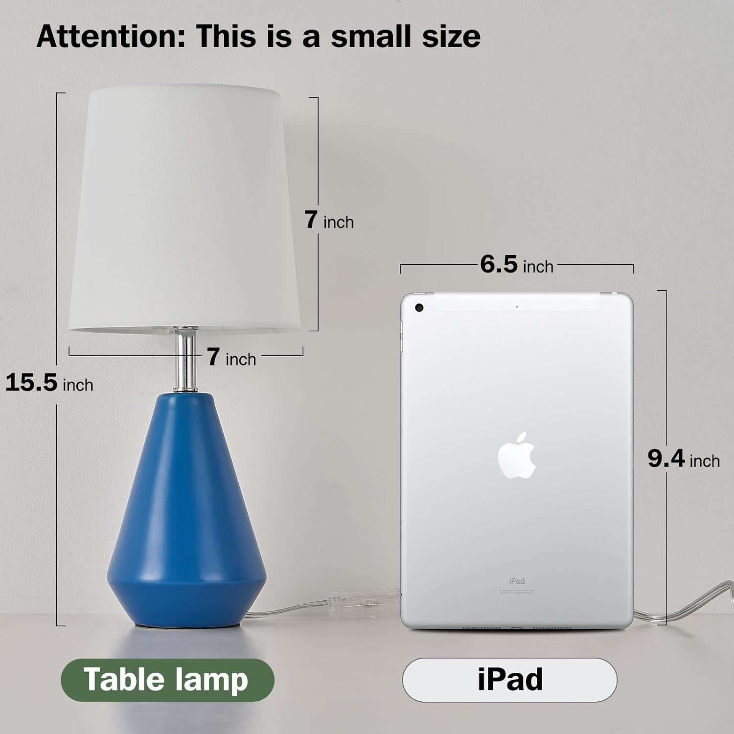 Small Bedside Table Lamp for Bedroom - Reading Desk Lamp with 3 Color Temperatures,15.5" Nightstand Ceramic Lamp with Fabric Shade for…
