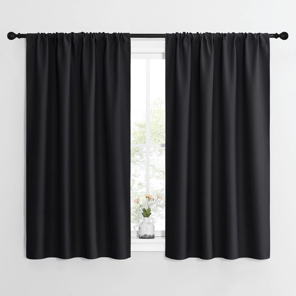 NICETOWN Black Out Curtain Panels for Kitchen - Energy Smart Decoration Thermal Insulating Blackout Drapes/Draperies for Small Window (2…