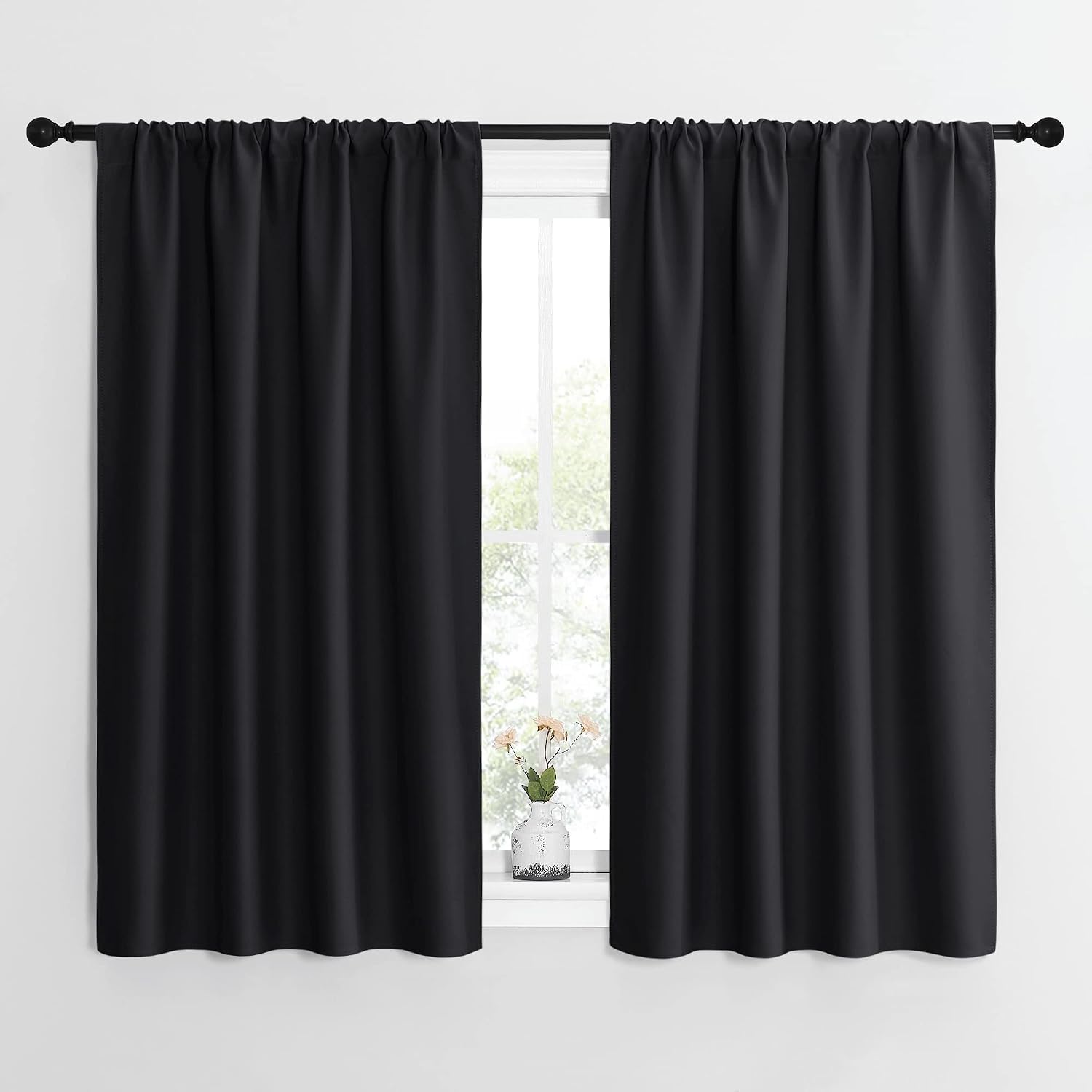 NICETOWN Black Out Curtain Panels for Kitchen - Energy Smart Decoration Thermal Insulating Blackout Drapes/Draperies for Small Window (2…