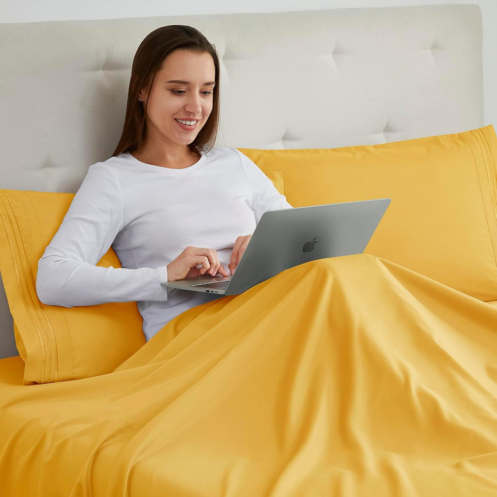 Nestl Yellow King Pillow Cases 2 – Soft King Size Pillow Case, 1800 Brushed Microfiber Pillowcases, Envelope Closure Pillowcase, King Pillo…