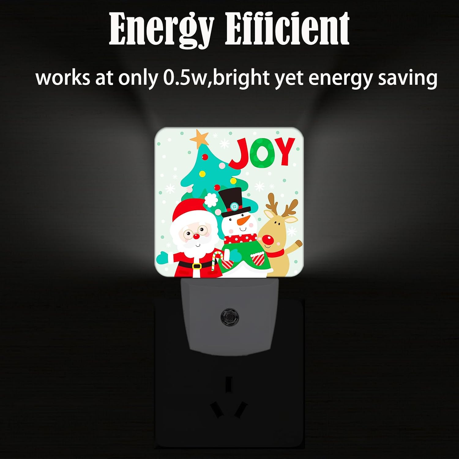 Santa Claus Snowman and Reindeer Night Light, Plug Into Wall with Dusk To Dawn Light Sensors, Warm Nightlights for Bedroom, Bathroom…