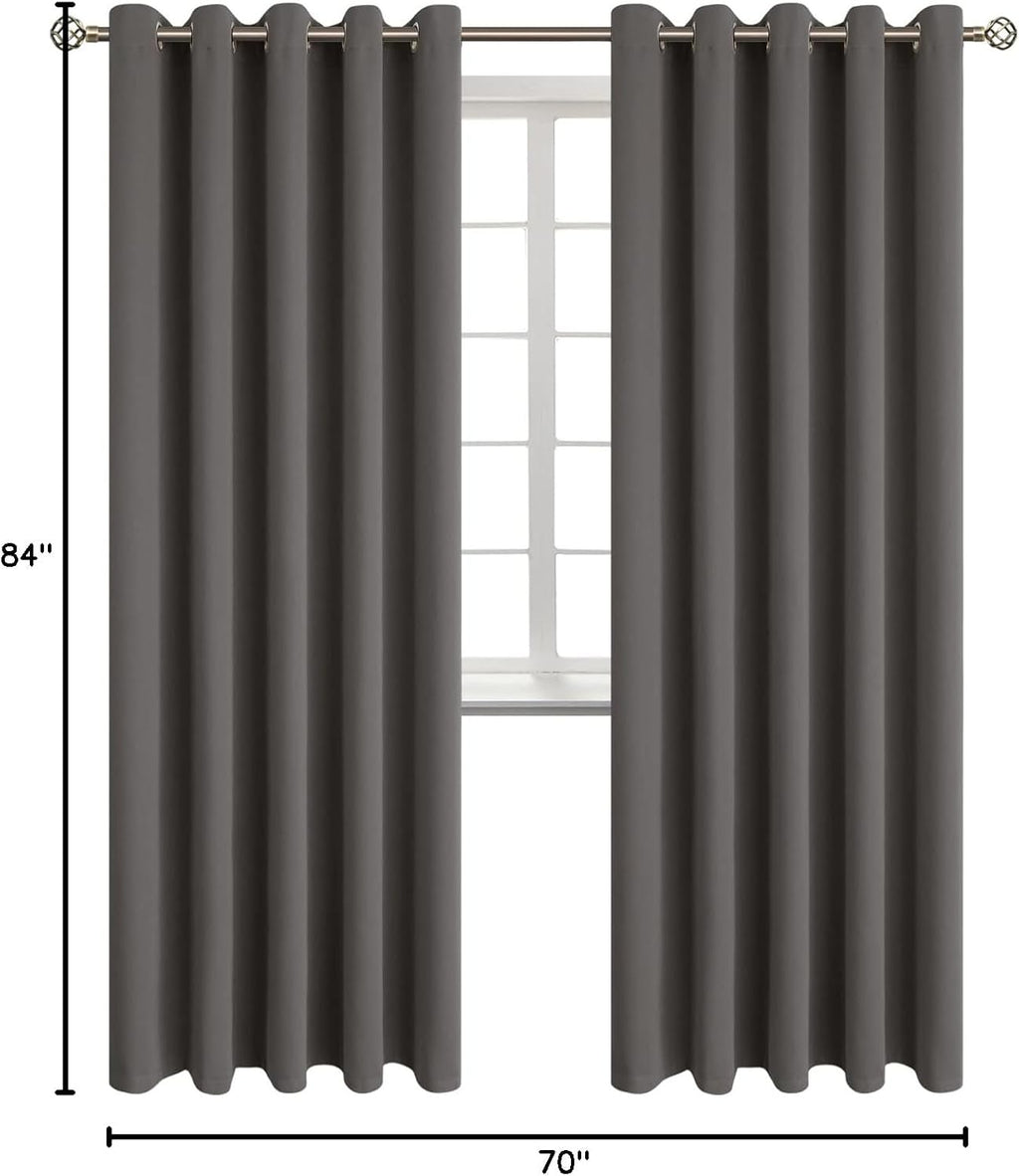 BGment Blackout Curtains for Bedroom - Grommet Thermal Insulated Room Darkening Curtains for Living Room, Set of 2 Panels (70 x 84 Inch, Gr…
