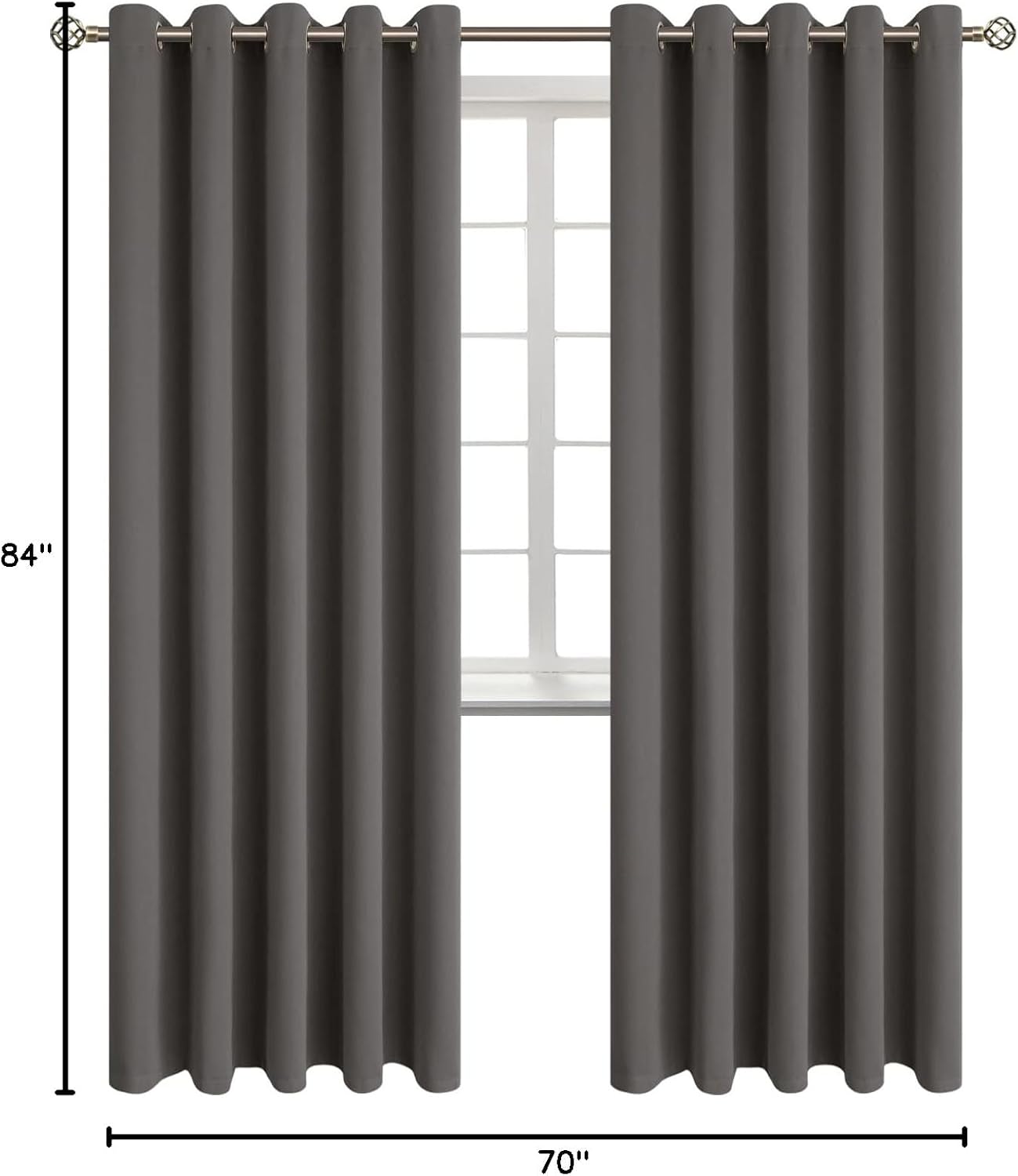 BGment Blackout Curtains for Bedroom - Grommet Thermal Insulated Room Darkening Curtains for Living Room, Set of 2 Panels (70 x 84 Inch, Gr…