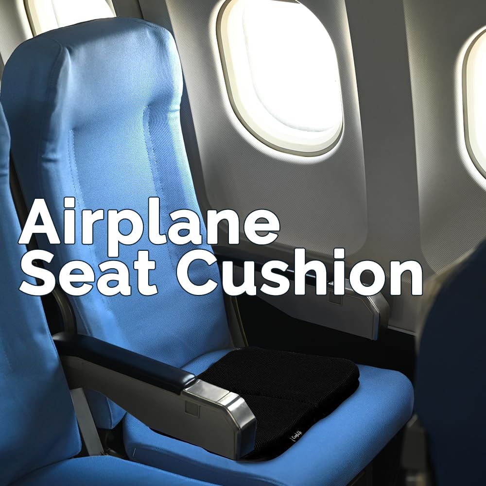 ComfiLife Ergo-Gel Airplane Seat Cushion – Travel Seat Cushion – Compact, Foldable, Portable Comfort Black