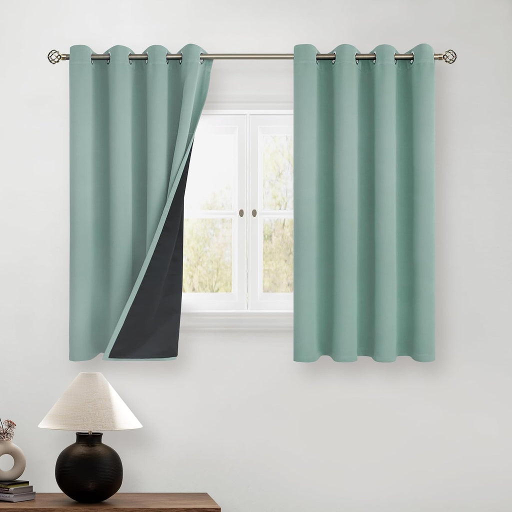 BGment Short 100% Blackout Curtains for Bedroom, Thermal Insulated Lined Energy Efficiency Noise Reducing Grommet Curtains 54 Inch Length f…