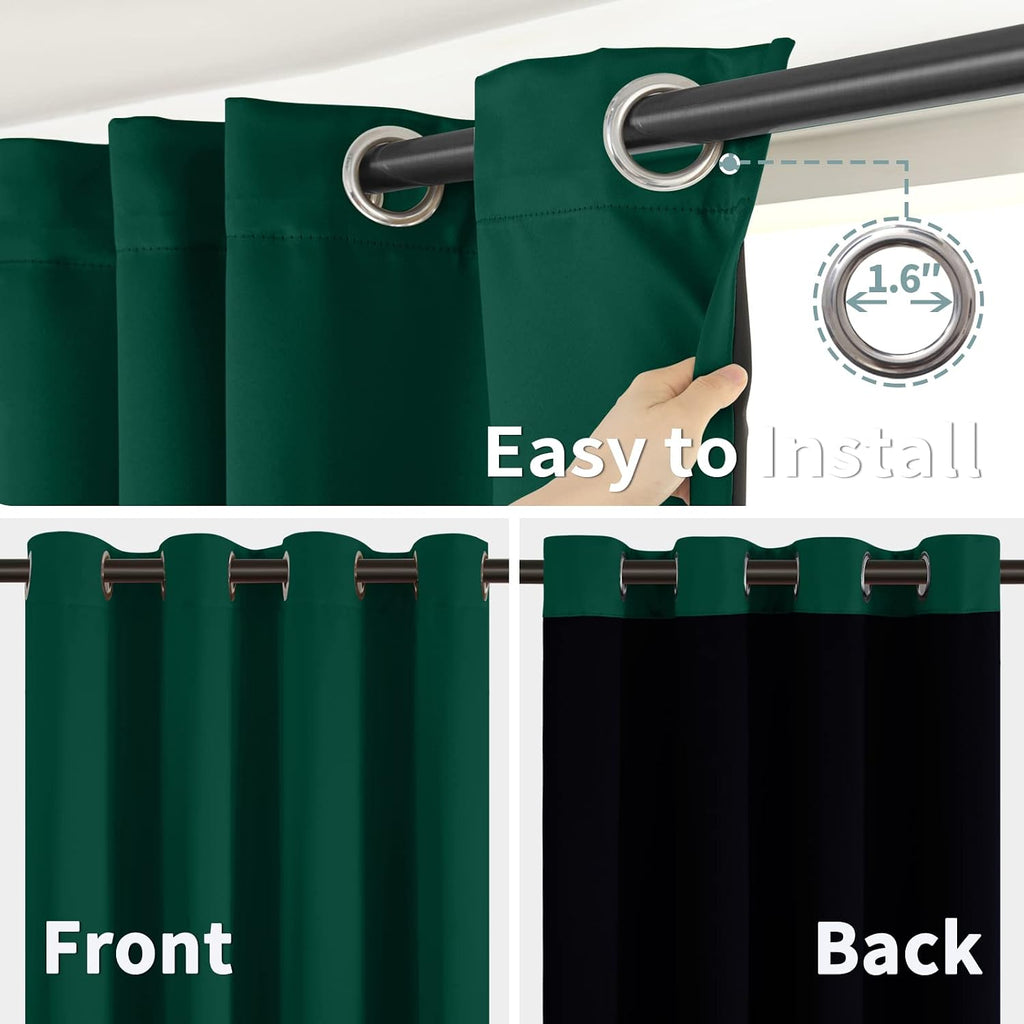 BGment Thermal Insulated 100% Blackout Curtains for Bedroom with Black Liner, Double Layer Full Room Darkening Noise Reducing Grommet Curta…