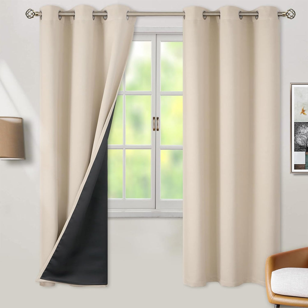 BGment Thermal Insulated 100% Blackout Curtains 72 Inch Length 2 Panels, Total Light Blocking Curtains for Bedroom, Grommet Window Drapes w…