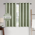 Miulee Linen Texture Curtains for Bedroom Solid 100% Blackout Thermal Insulated Sage Green Curtains Grommet Room Darkening Drapes for Livin…