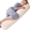 1Middleone 1 MIDDLE ONE Body Pillow for Adults, Long Bolster Pillow for Bed, Decorative Round Roll Hug Pillow with Corduroy Cover (Off-Whit…