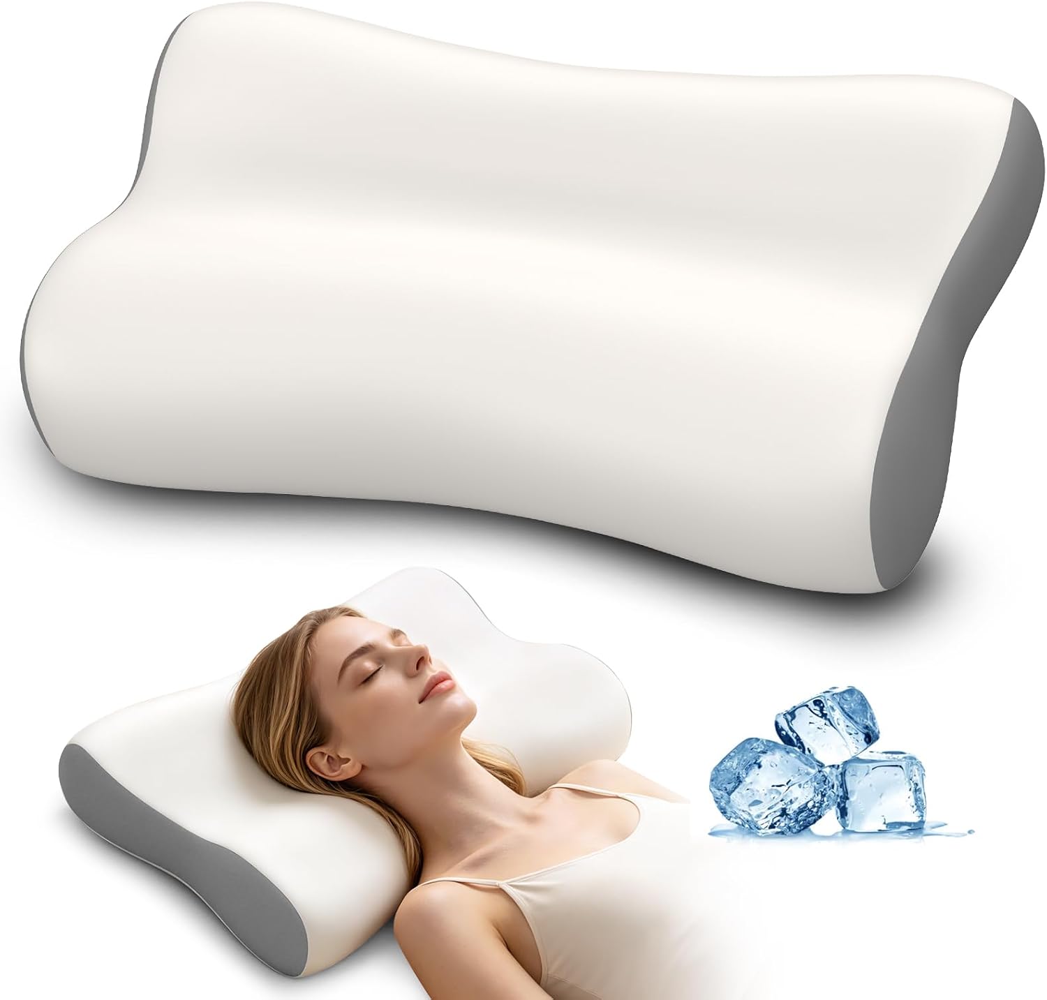 Polovo Cervical Neck Pillow - Ergonomic Side Sleeper Pillow for Neck, Contour Memory Foam Pillows for Deep Sleep, Orthopedic Cooling Pillo…