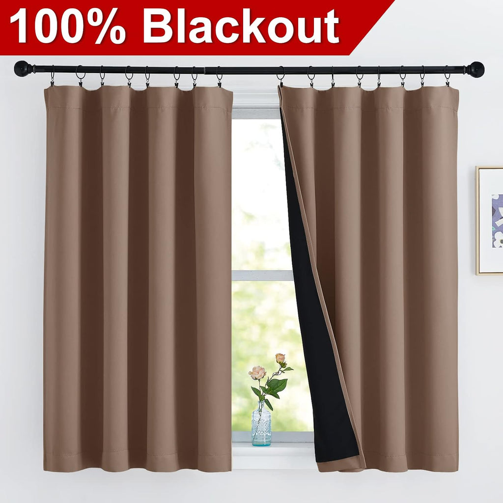 Nicetown Bedroom Full Blackout Curtain Panels, Super Thick Insulated Window Covers, Keeping Out Cold Air and Heat 100% Blackout Blinds with…