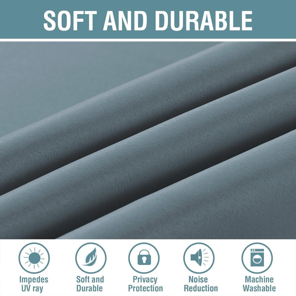 H.VERSAILTEX Blue Curtains/Drapes Blackout for Bedroom Room Darkening Thermal Curtains for Living Room Noise Reducing Sound Pro…