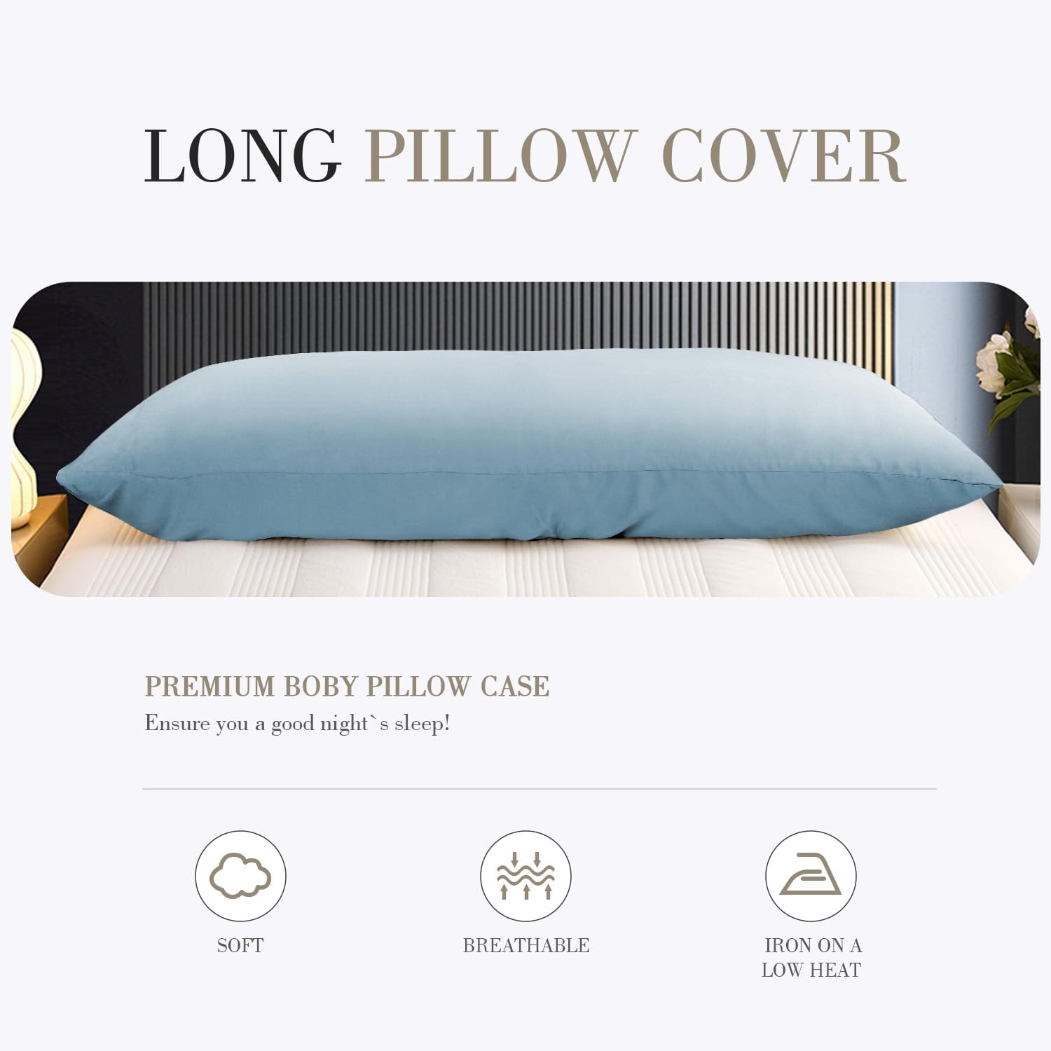 WishSmile Body Pillow Cases Light Blue 20x54