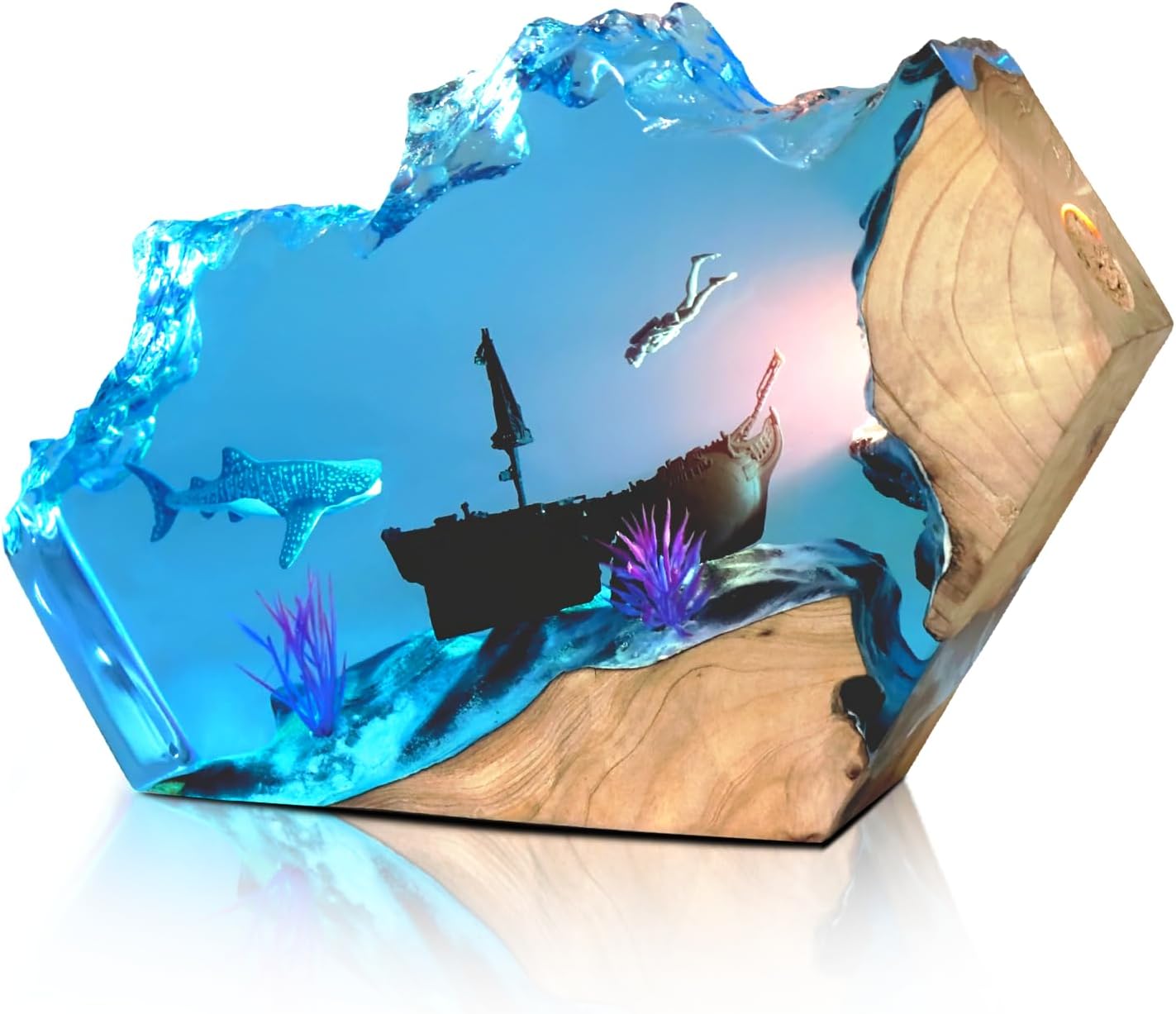 Epoxy Resin Lamp, Ocean Night Light, Artistry Home Decor Bedside Nightlight, Unique Resin Lighting, Nightstand Decorations for Bedroom…