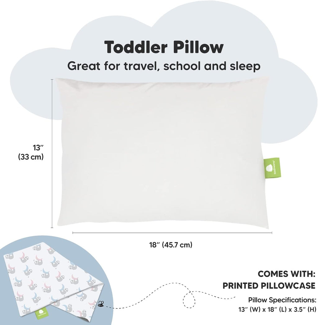 Toddler Pillow with Pillowcase - 13x18 My Little Dreamy Kids Travel Bed Pillows for Sleeping, Organic Cotton Small Pillowcase, Soft &…