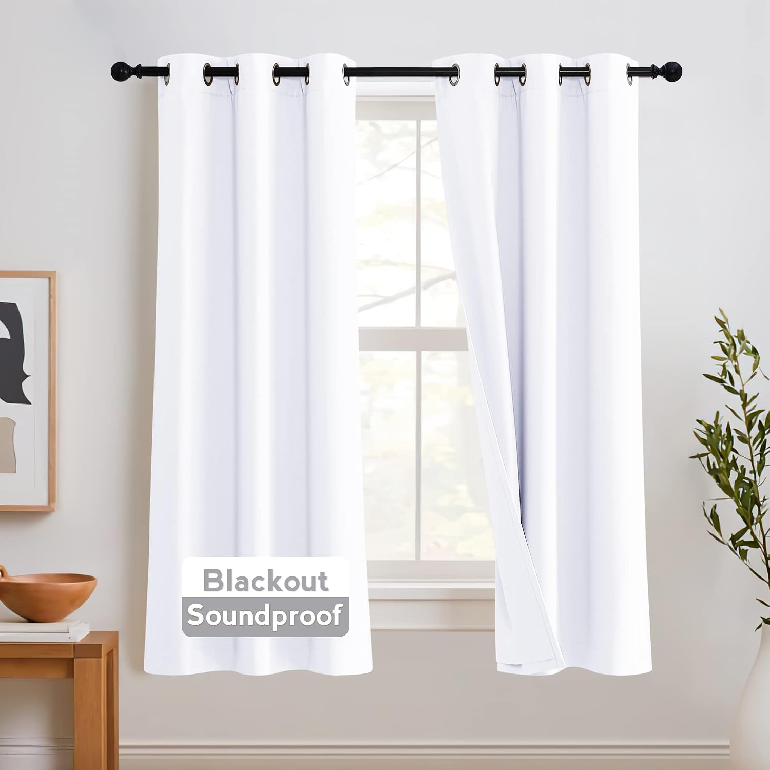 Rybhome RYB HOME Thermal Curtains Soundproof - 3-in-1 Drapes Noise Barrier - 100% Blackout - Energy Efficient Window Curtains for Bedroom N…