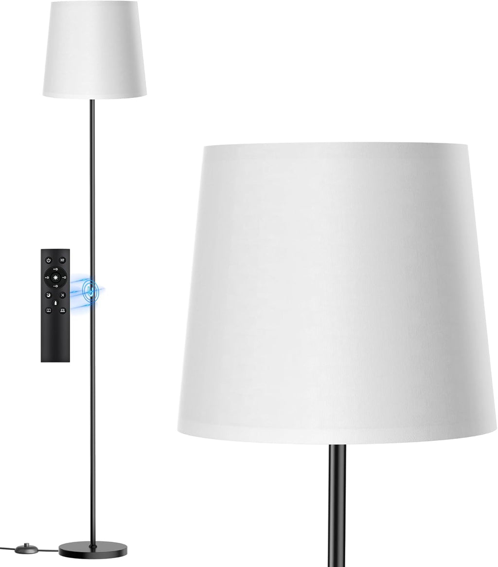 Sibrille Floor Lamp with White Shade, 62" Dimmable LED Standing Lamp with Remote, 9W E26 Bulb Included, 3000-6000K, Modern Floor Reading Li…