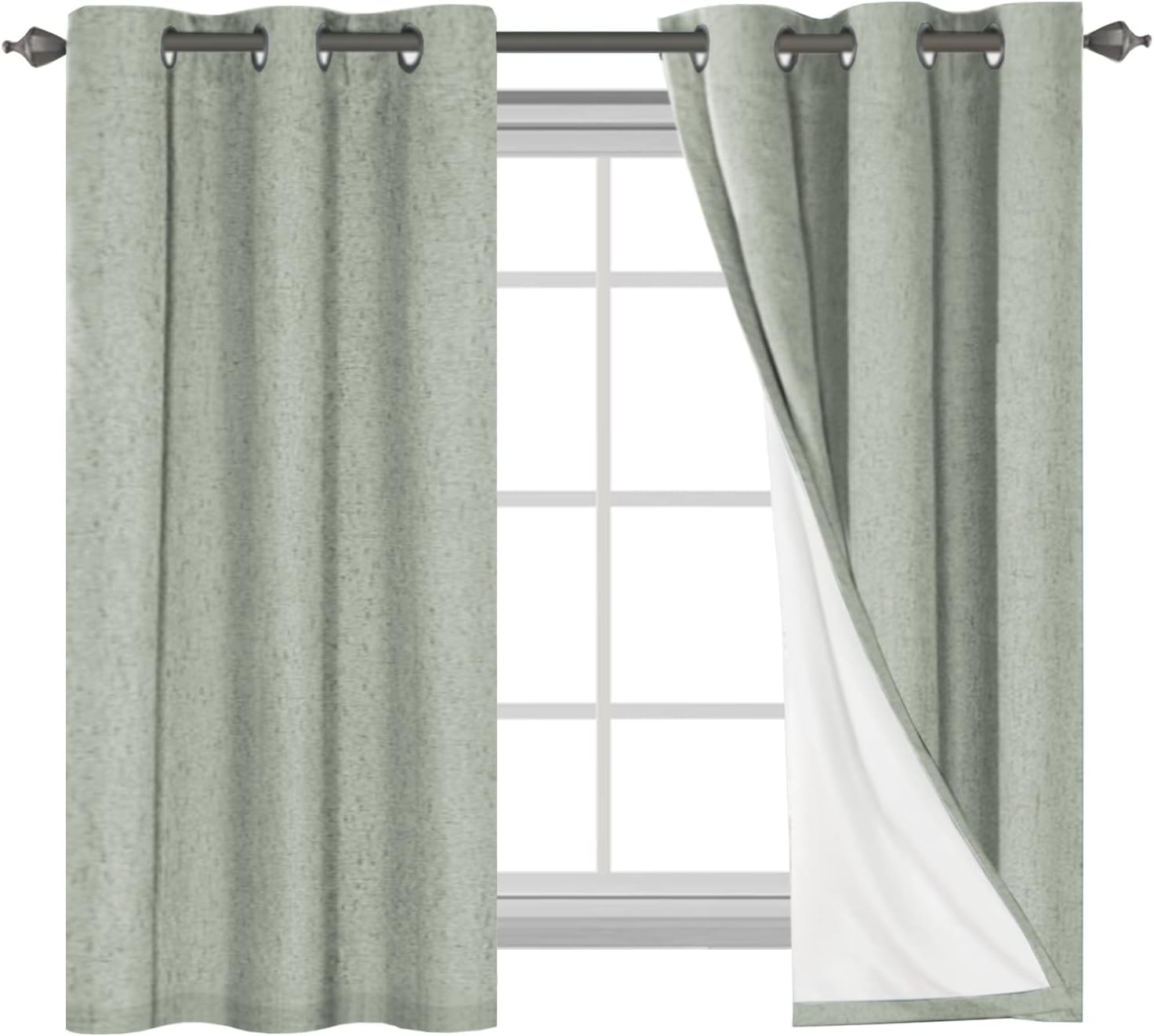 H.VERSAILTEX Primitive Linen Curtains 100% Blackout Curtain Drapes Burlap Fabric Curtains with White Thermal Insulated Liner, Grommet Top…