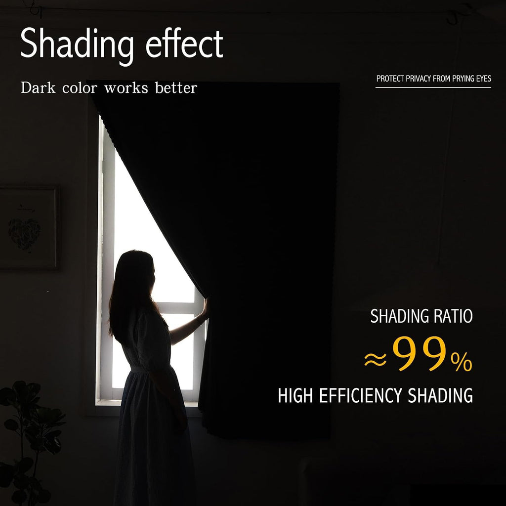 Self Adhesive Curtains Portable Blackout Curtain Simple and Easy to Install Bedroom Window Thermal Lnsulated Kitchen Room Darkening Black…