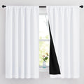 Nicetown White 100% Blackout Curtains for Bedroom, 2 Thick Layers Completely Blackout Rod Pocket Thermal Insulated Drapes for Kitchen Windo…