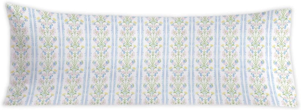 Coquette Preppy Floral 20x54 Body Pillow Cover, Girly Room Decor Aesthetic, Coquette Room Decor, Pastel Flower Grandmillenial Decorative…