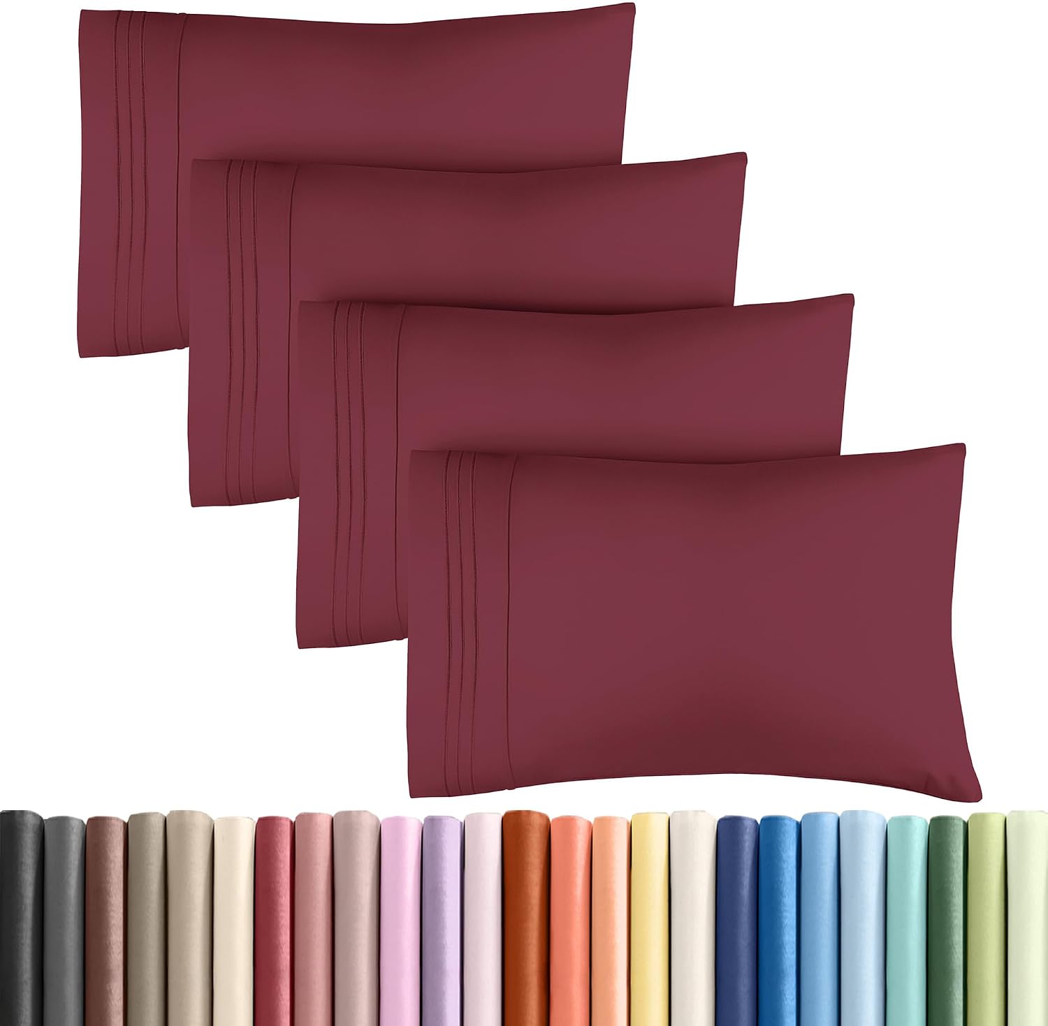 Queen Pillow Cases Set of 4 - Ultra Soft Hotel Quality Pillowcase Covers - Comfy, Cozy & Wrinkle Free - Shrinkage, Stain & Fade Resistant…