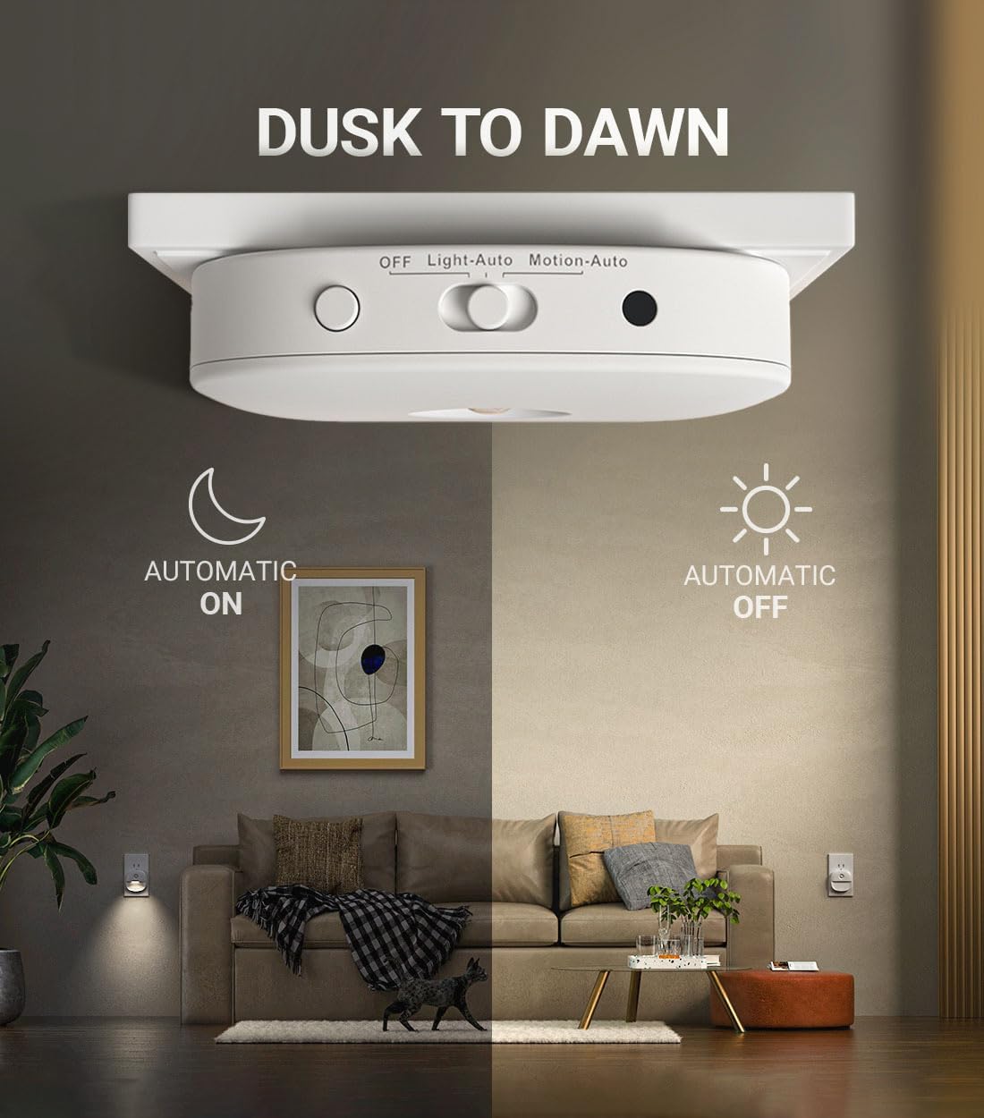 Lyridz Plug in Night Light with Motion Sensor and Dusk to Dawn Sensor, Dimmable Cool White Nightlight with 1-50lm Adjustable Brightness…
