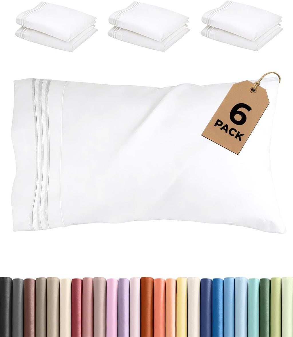 King Standard Pillow Cases Set of 6 - Ultra Soft Hotel Quality Pillowcase Covers - Comfy & Wrinkle Free - Shrink & Fade Resistant…