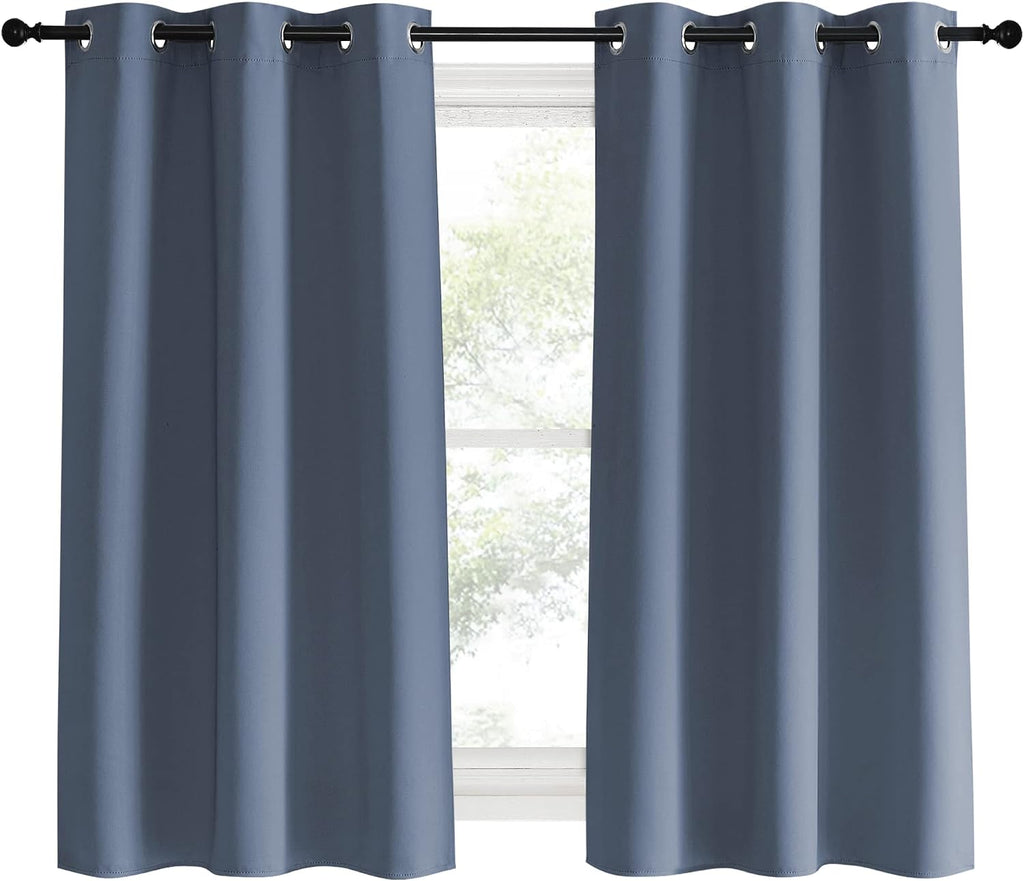 NICETOWN Kitchen Curtains Blackout Drapes, Stone Blue, 42" Wide x 60" Long, Set of 2, Thermal Insulated Grommet Top Window Treatment…