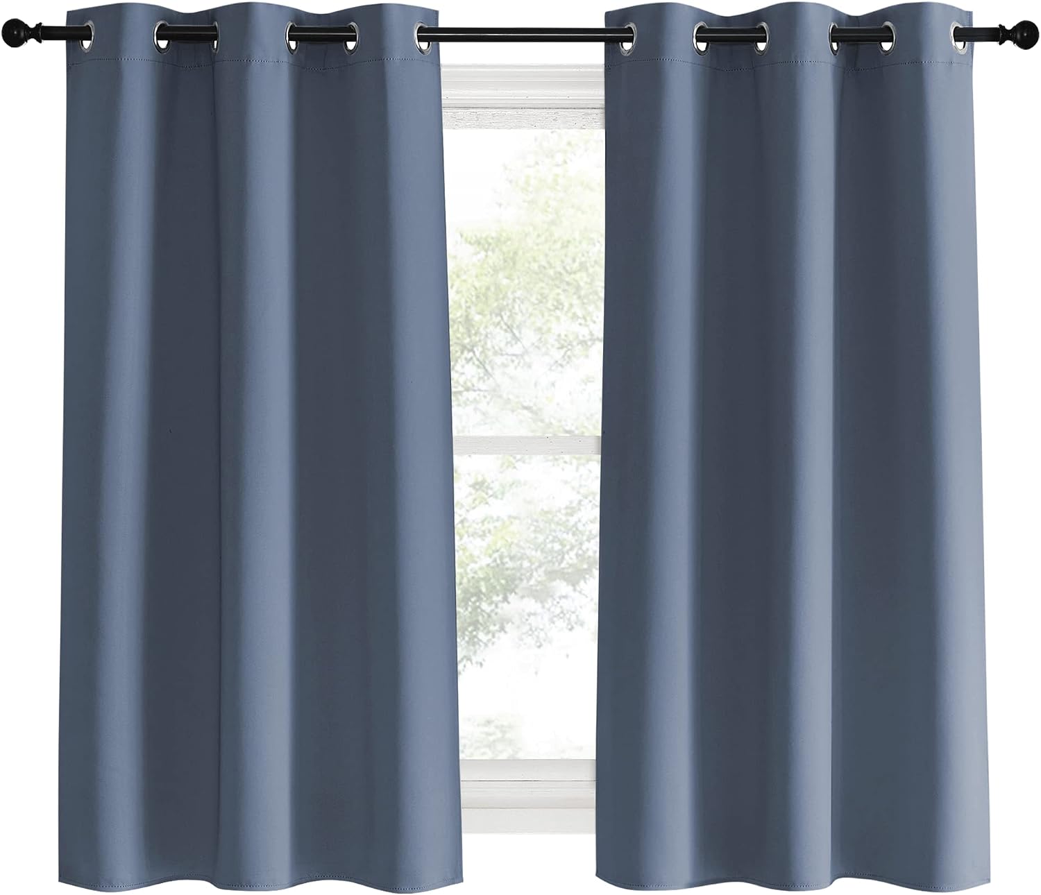 NICETOWN Kitchen Curtains Blackout Drapes, Stone Blue, 42" Wide x 60" Long, Set of 2, Thermal Insulated Grommet Top Window Treatment…