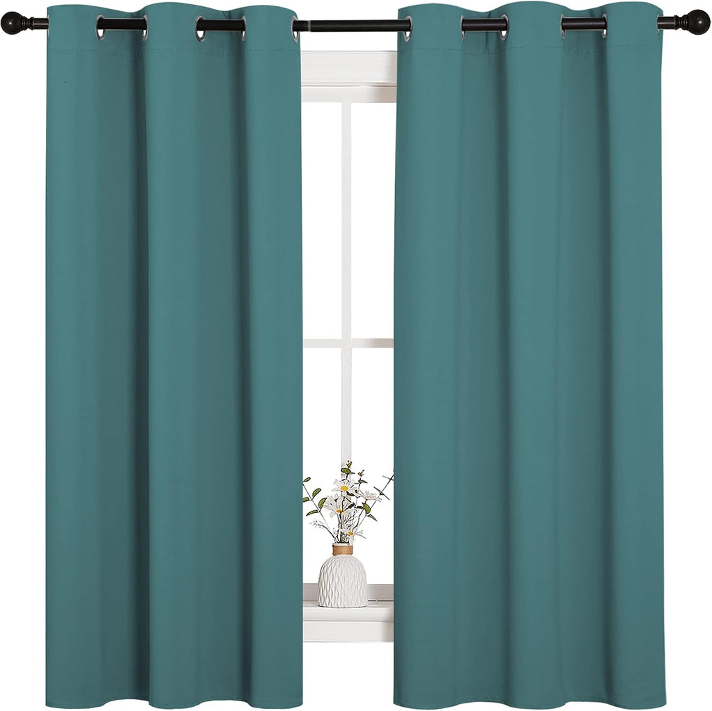NICETOWN Thermal Insulated Solid Grommet Blackout Curtains/Drapes/Panels for Dining Room (Sea Teal, 1 Pair, 42 by 63-Inch)