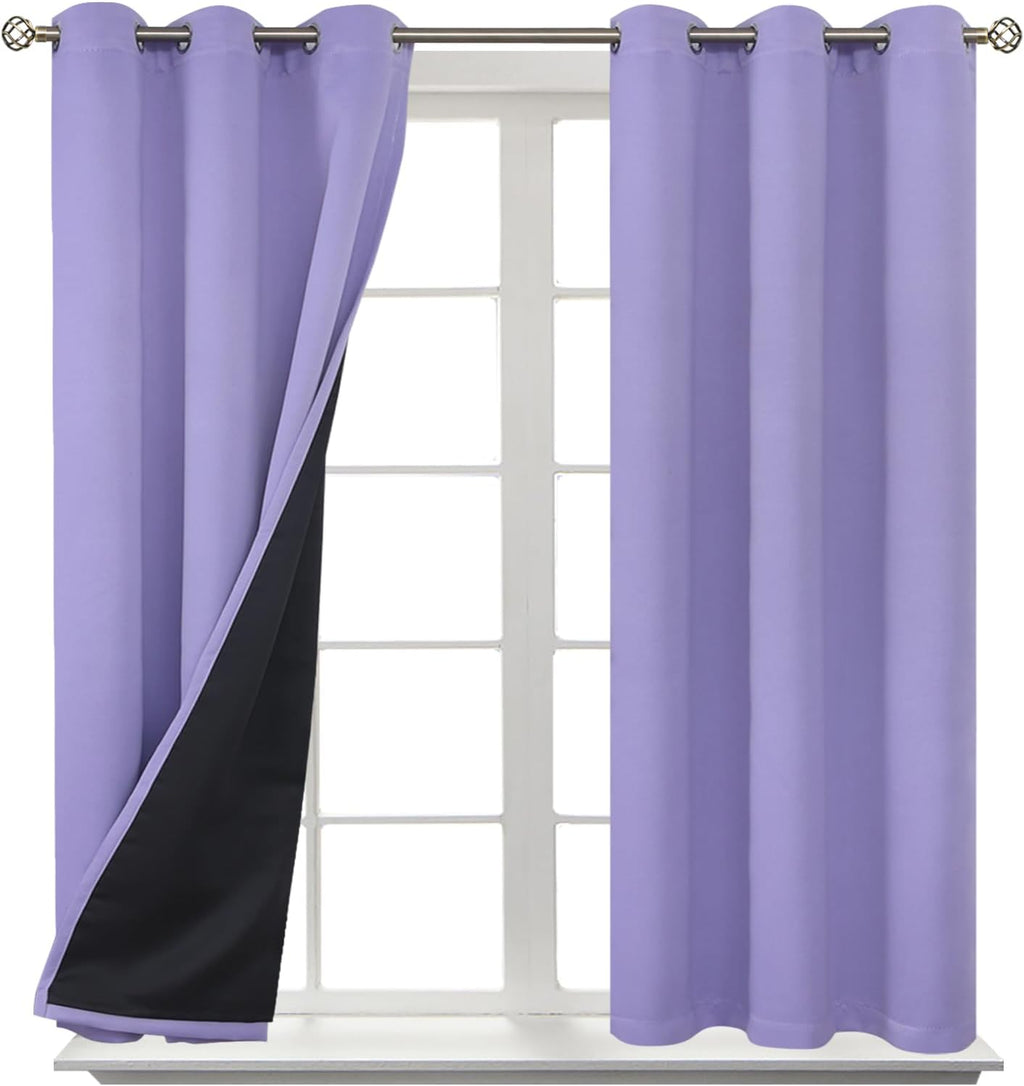 BGment Thermal Insulated 100% Blackout Curtains for Bedroom with Black Liner, Double Layer Full Room Darkening Noise Reducing Grommet Curta…