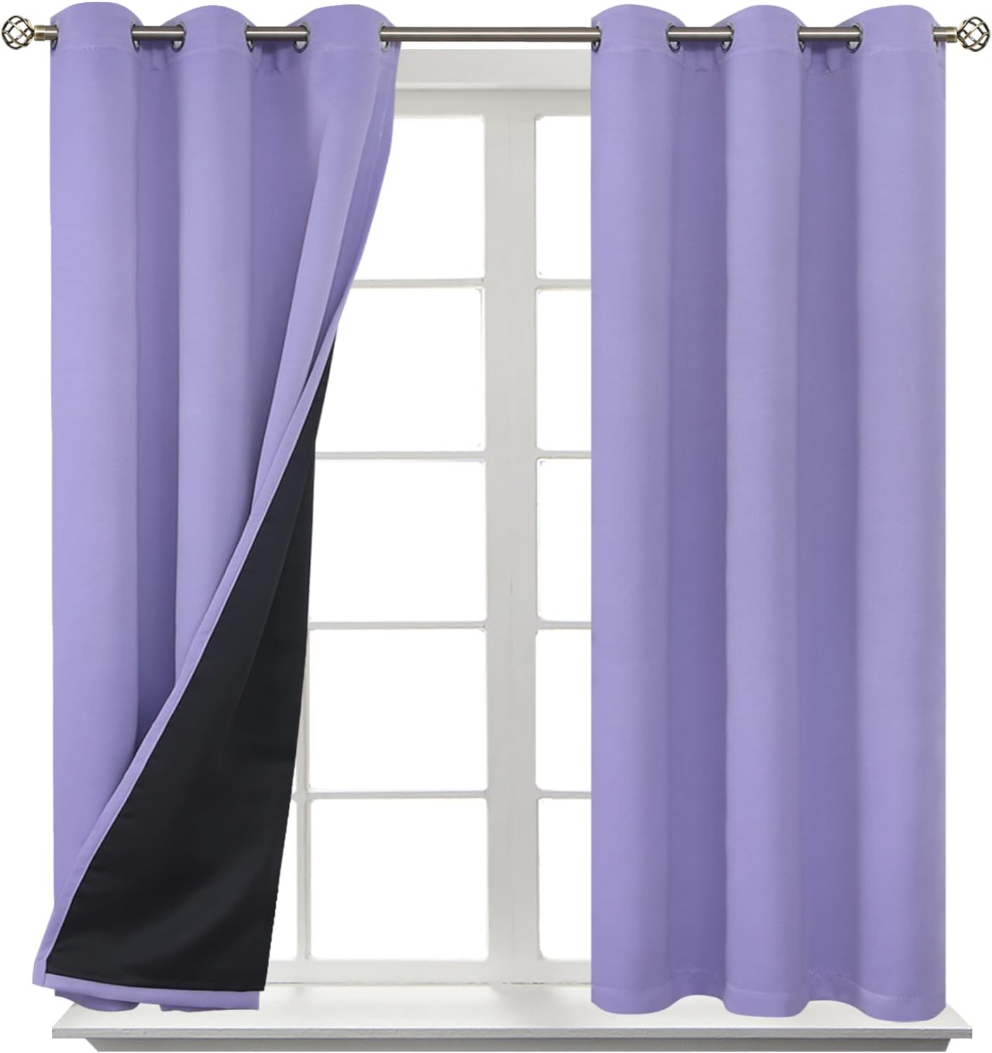 BGment Thermal Insulated 100% Blackout Curtains for Bedroom with Black Liner, Double Layer Full Room Darkening Noise Reducing Grommet Curta…