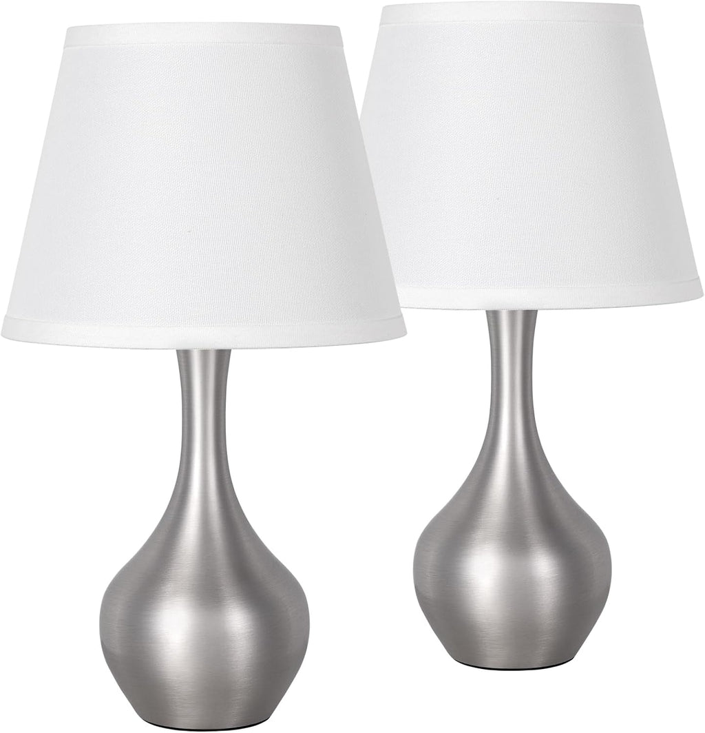 Seealle Touch Table Lamps for Bedroom Set of 2,3-Way Dimmable Small Bedside Lamps for Night Stands with Wires, Silver Desk Lamps for Kids…