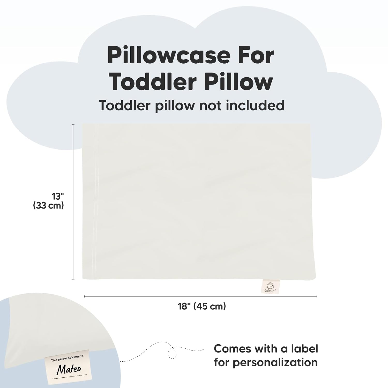 KeaBabies Toddler Pillowcase 13"x18" - Organic Cotton Toddler Pillowcase for Kids, Boys, Girls, Soft & Durable Cotton Cover for Miniature…