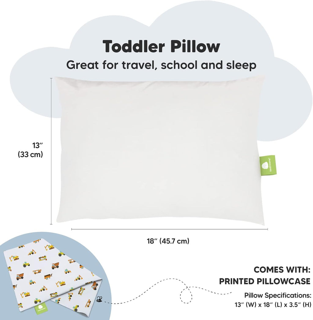 Toddler Pillow with Pillowcase - 13x18 My Little Dreamy Kids Travel Bed Pillows for Sleeping, Organic Cotton Small Pillowcase, Soft &…