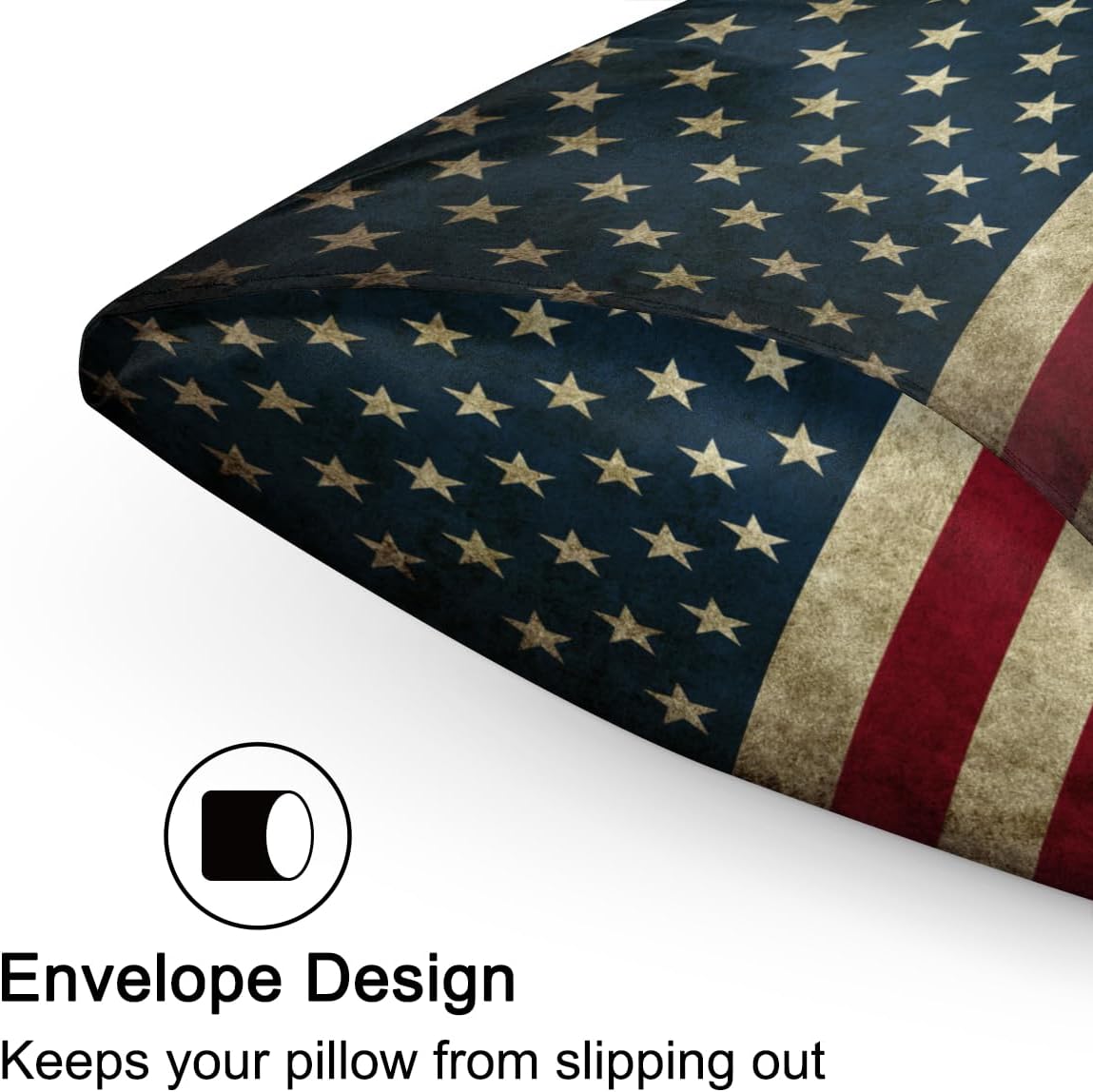 American Flag Retro Satin Silk Pillowcase for Hair and Skin Pillow Cases Standard Size Soft Silk Pillow Case with Envelope Closure Print…