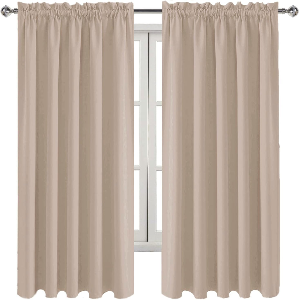 DWCN Blackout Curtains for Living Room Thermal Insulated, Energy Saving & Noise Reducing Bedroom Curtains, Camel, W 60x L 63 Inch, Set of…